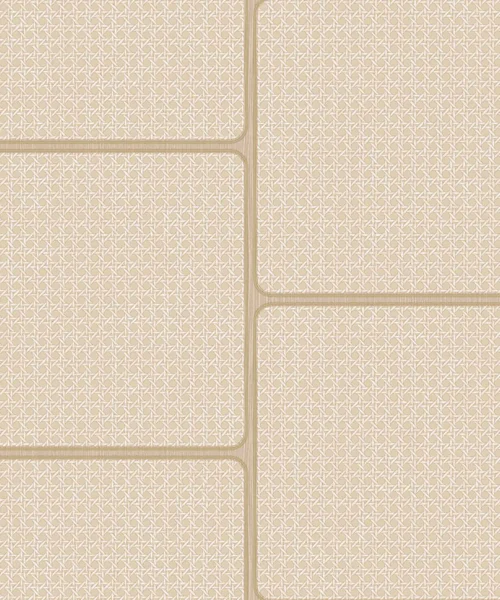 Neutral cane web texture in offset wood-framed panels.