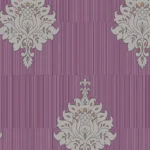 Purple damask wallpaper with grey floral motifs
