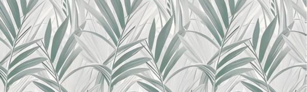 White wallpaper with green palm leaf pattern